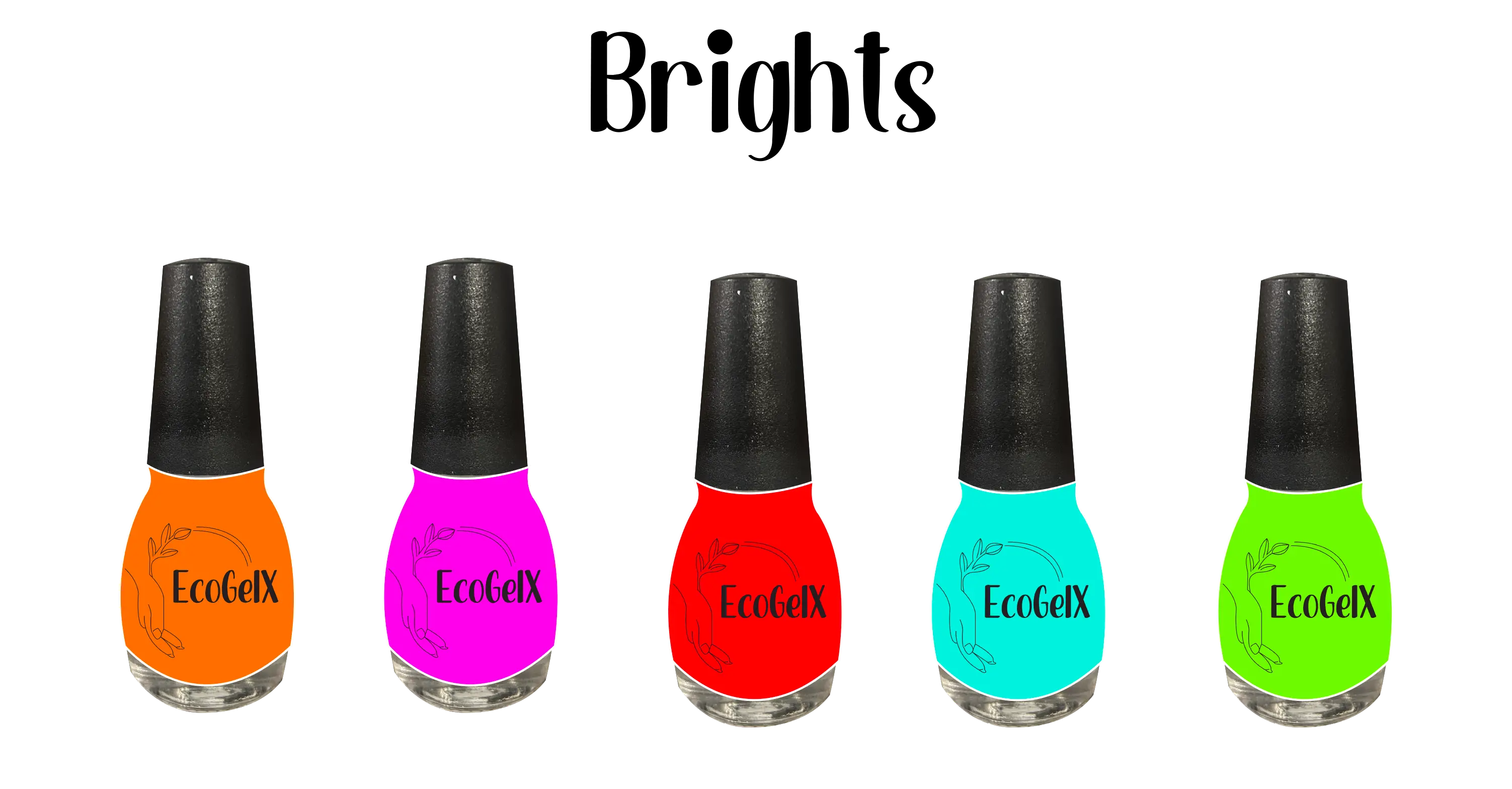 assorted bright shades collection of EcoGelX long-lasting gel polishes